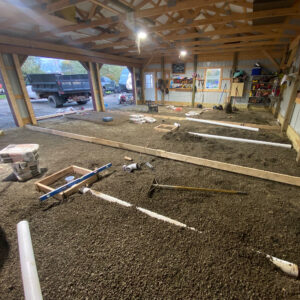 Garage floor with drainage prep